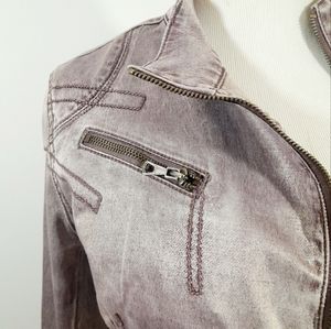 Denim Purple Silver Moto Zipper Jacket Sz. M